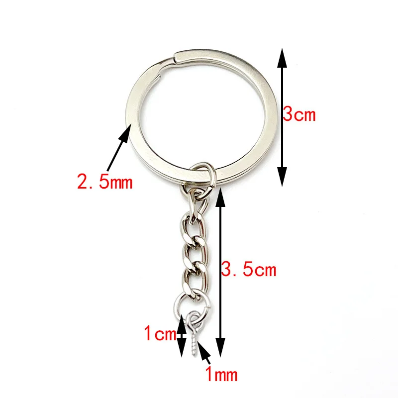 Bulk Pack of 30mm Round Flat Wire Metal Key Rings for DIY Crafts & Jewelry Making