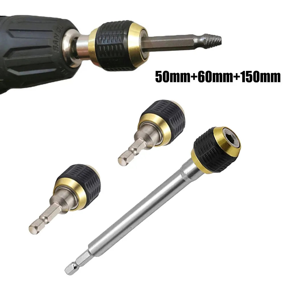 

3pcs Large Head Pop-up Quick Release Self-locking Hex Handle Extension Rod Electric Drill Driver Conversion Screwdriver Tool