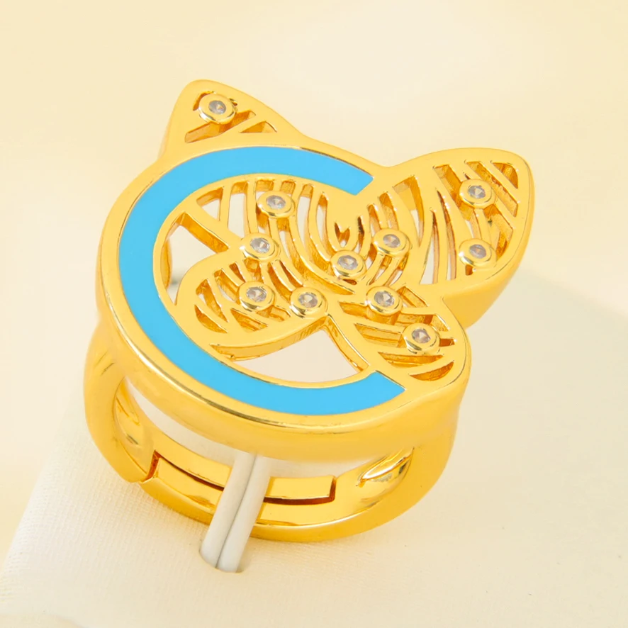 Arabisch Islamische Mode Ringe 21k Gold Überzogene Dubai Vintage Zirkonia Öl Tropfen Ring Nigeria Frauen Hochzeit Schmuck – Detail 5