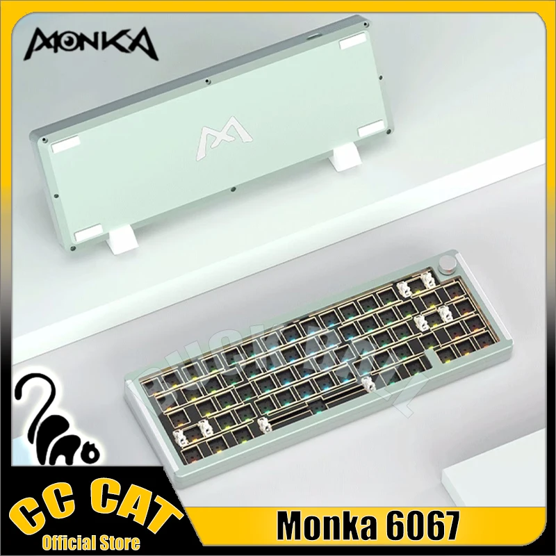 

Monka 6067pro Mechanical Gamer Keyboard Kit 66keys Wired Wireless Keyboard With Metal Knob Rgb Backlit Aluminum Custom Keyboards