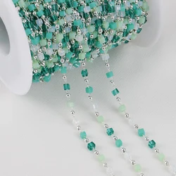 Bohemian KC Gold Bead Chain for DIY Jewelry Crafting - 1 Meter (Green - Silver)