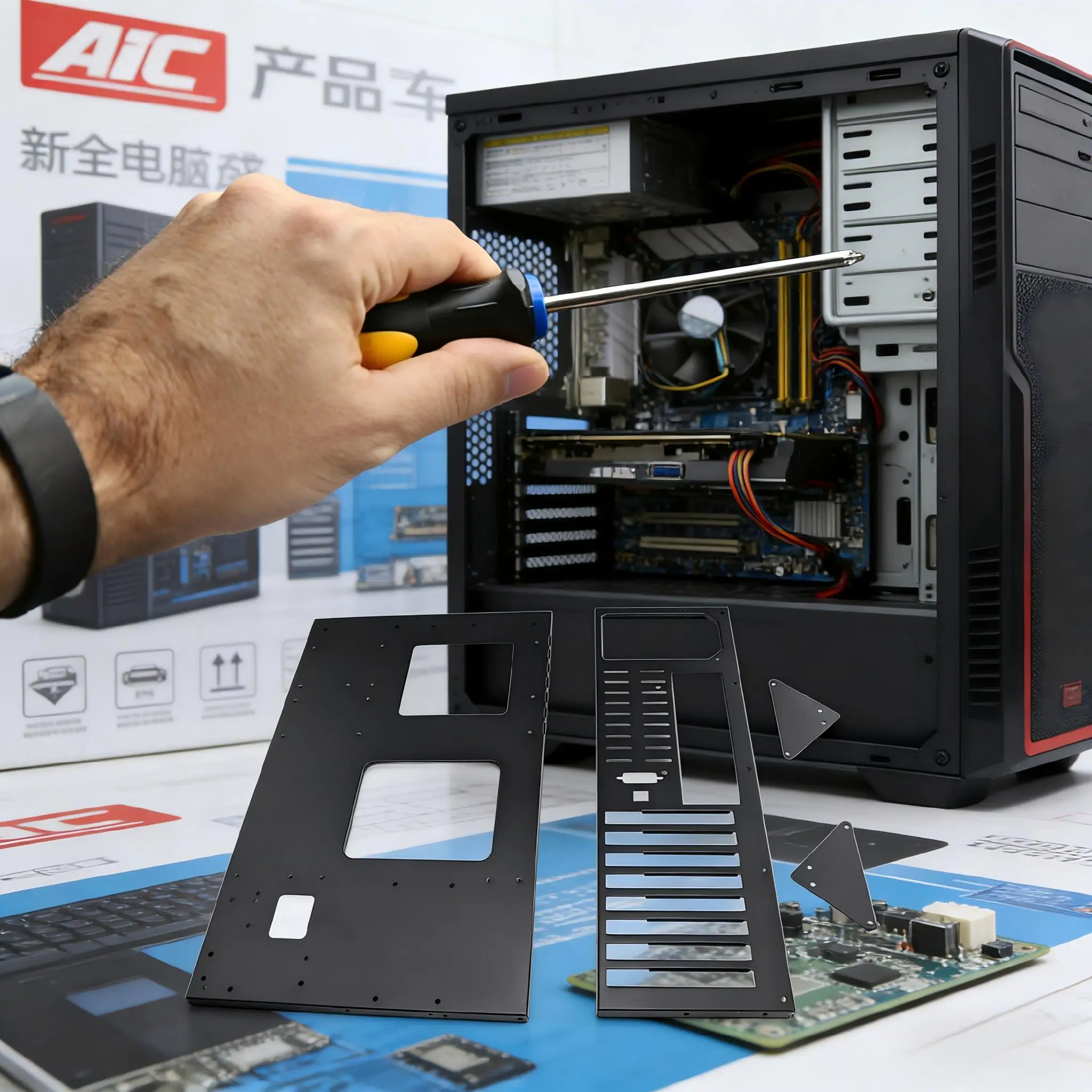 오픈형 컴퓨터 케이스 305x245mm 마더보드 섀시 고품질 SECC 소재 표준 ATX 전원 공급 장치 컴퓨터 액세서리