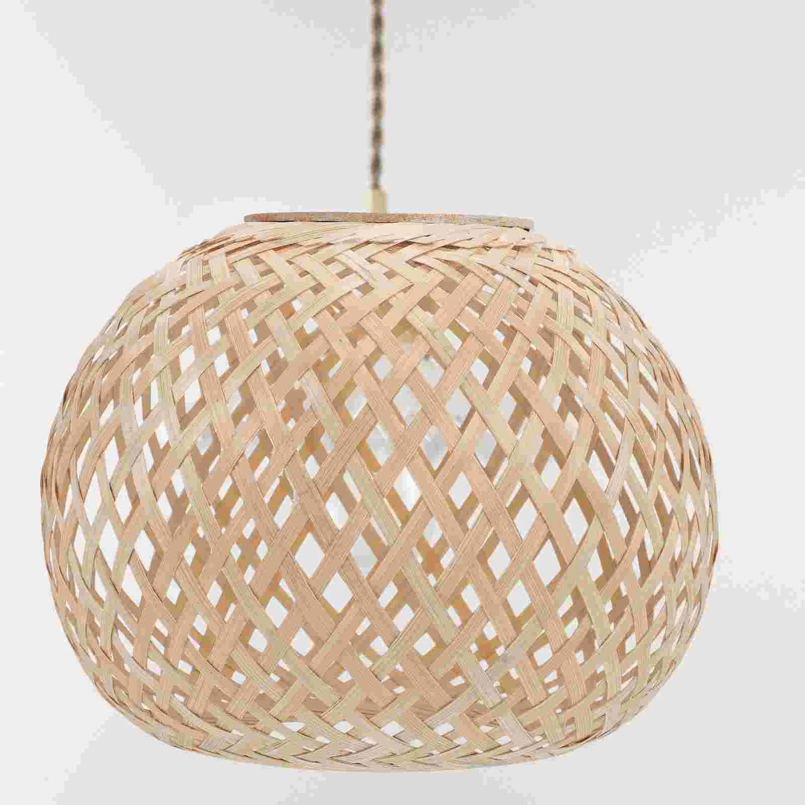 

Woven Bamboo Lampshade Light Bulb Cage Guard Rattan Basket Chandelier Lamp Shade Light Cover