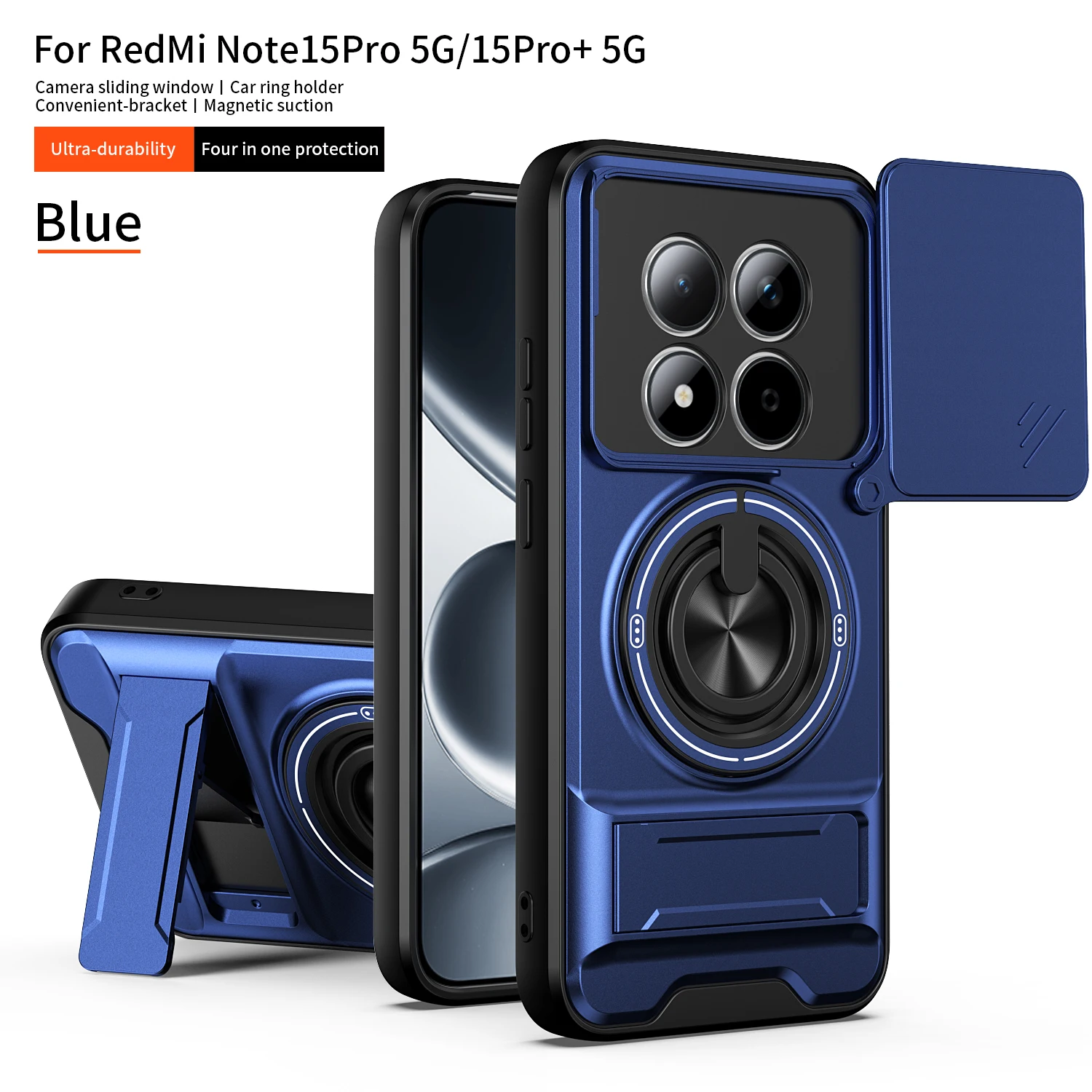 Shockproof Armor Kickstand Cover with Slide Camera Protector