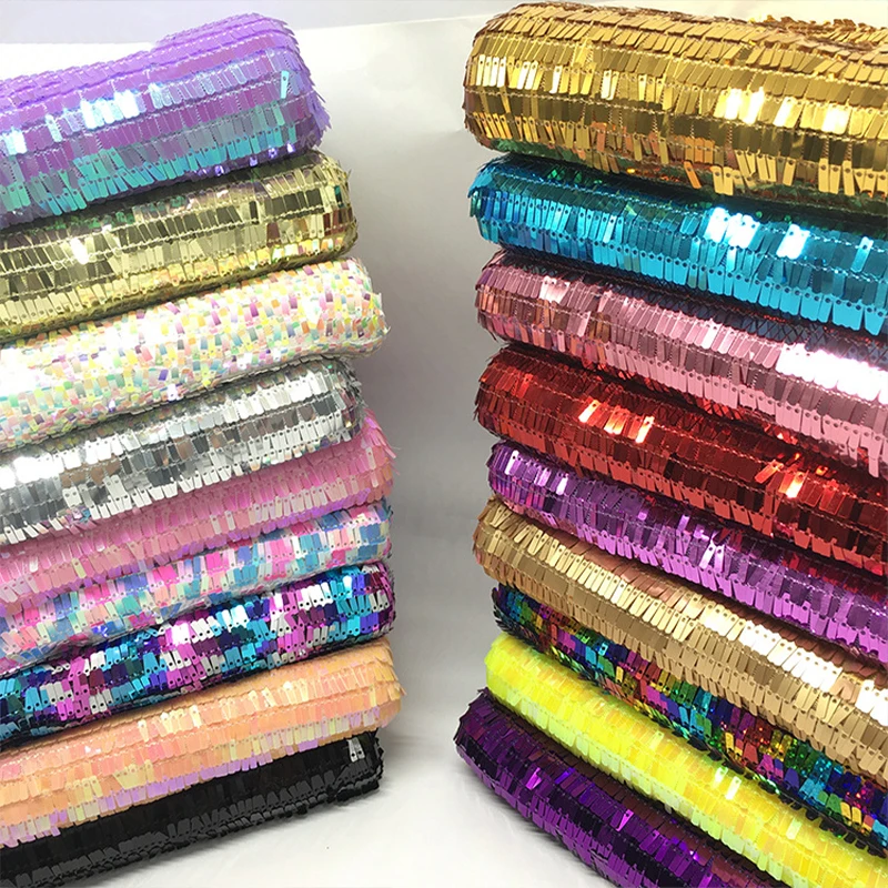 100 x 130 cm langer glitzernder glitzernder Paillettenstoff, Kostümkleid, DIY, silberfarben, schillernd, wendbare Paillettenstoffe, verkauft im Meterware – Detail 8