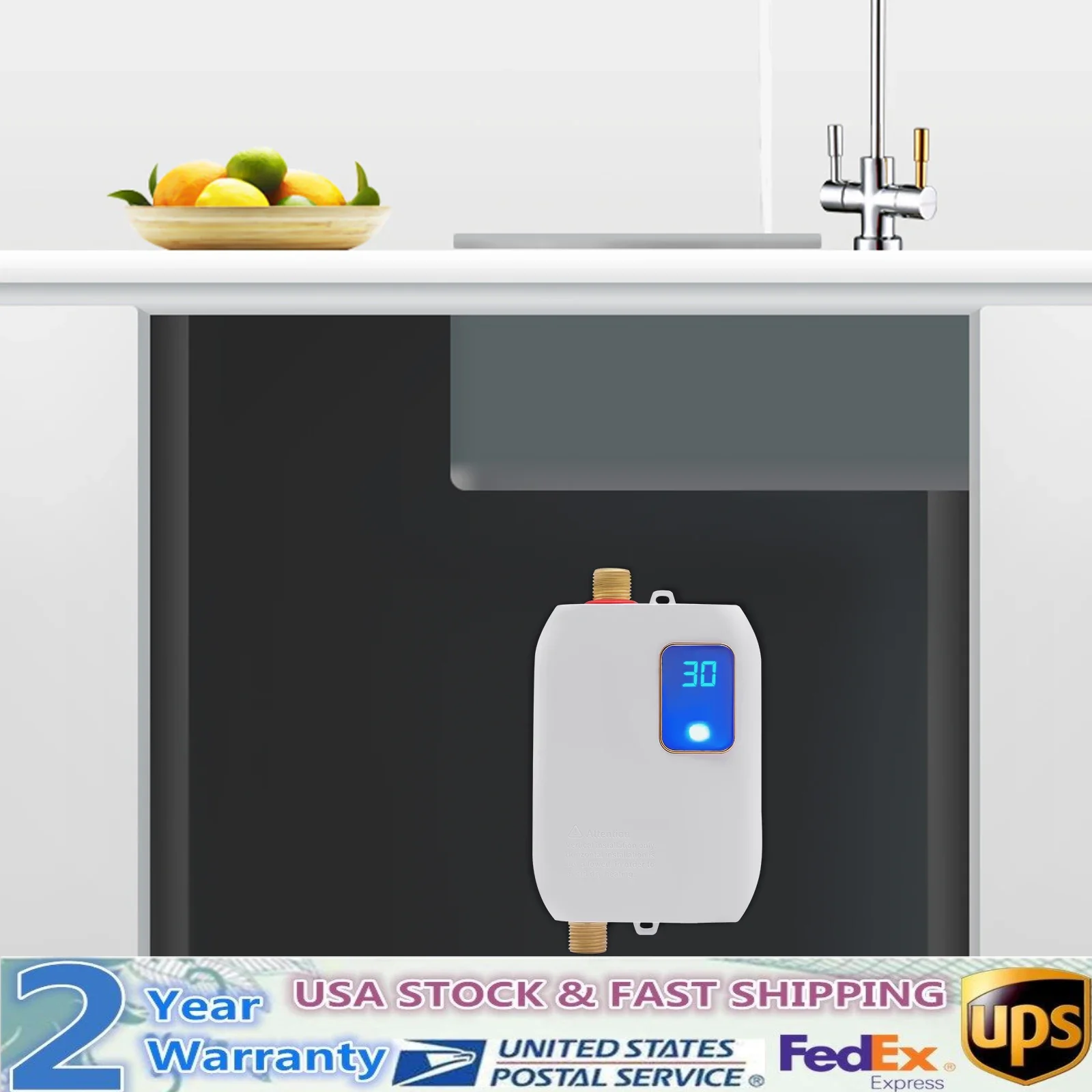 

Mini Instant Electric Tankless Hot Water Heater Bathroom Shower Under Sink for Kitchen Apartment Bathroom RV Terrace Sink