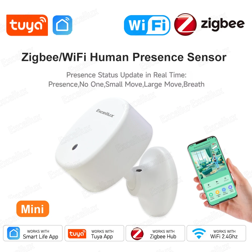 Human Presence Sensor Tuya Zigbee WiFi Human Presence Sensor MmWave Radar Detector With Luminance Sensor Smart Home Motion Replace PIR Sensors human presence sensor motion sensor light sensor