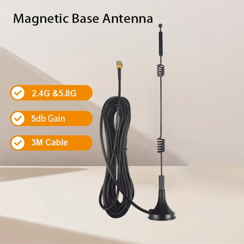

2.4g/5g/5.8g Dual Band Magnetic Base WIFI Antenna External Wireless Modem Internet Charging Station Antenna