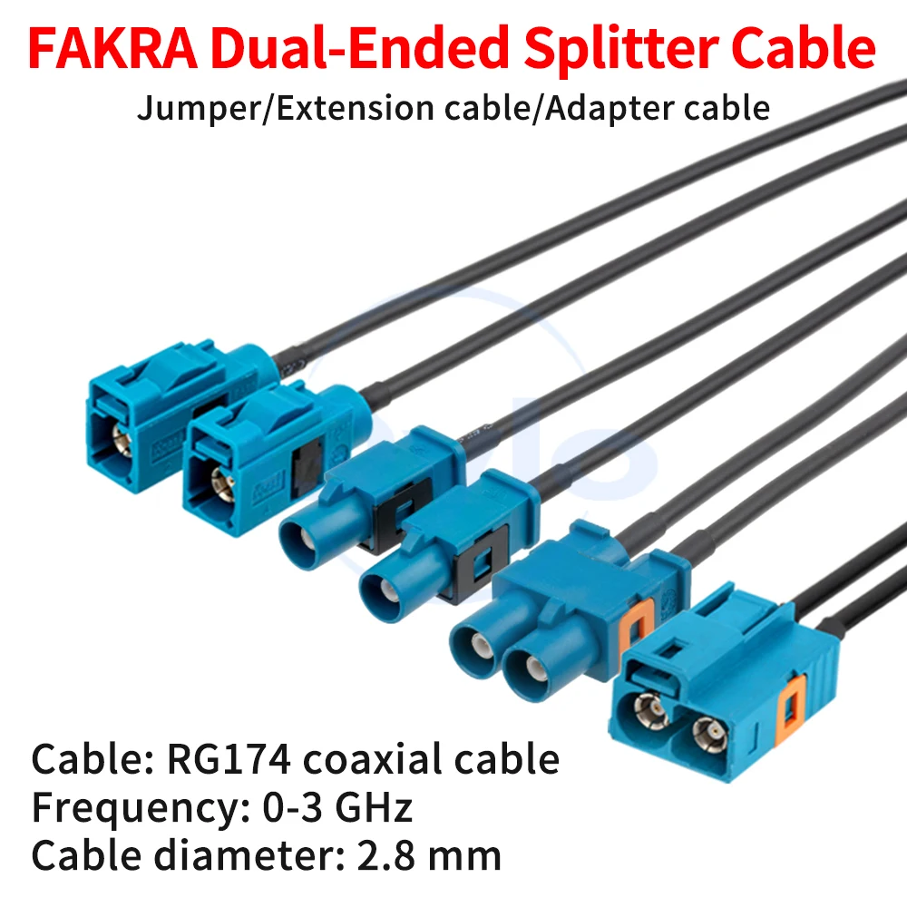 FAKRA Twin-Stecker-zu-Buchse-Adapter-Splitter mit einzelnem Z-Typ-Stecker-zu-Buchse-Stecker für RG174-Koaxialkabelverlängerung (1 Stück)