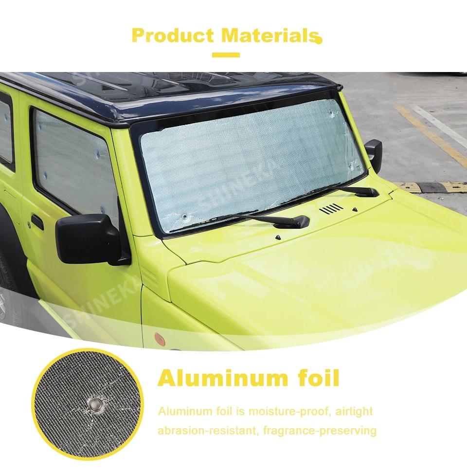 SHINEKA Auto Fenster Visier Sonnenschirm Wärmedämmung Kit Für Suzuki Jimny JB64 JB74 2019 2020 2021 2022 2023 + außen Zubehör – Detail 3
