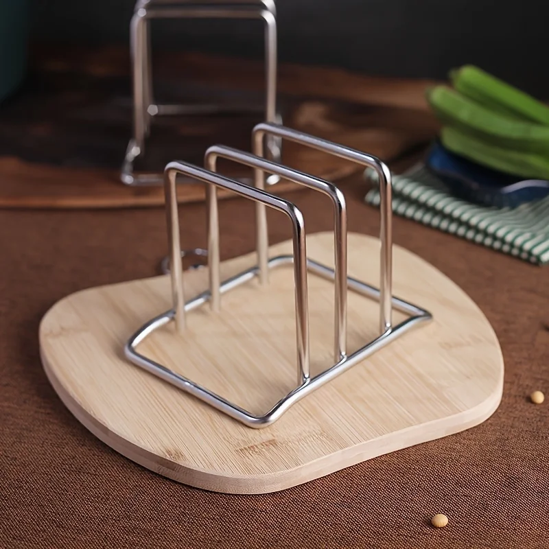 Space-Saving Stainless Steel Pot Lid and Cutting Board Organizer Combo Heavy-Duty Countertop Rack Non-Shake Design 1pc