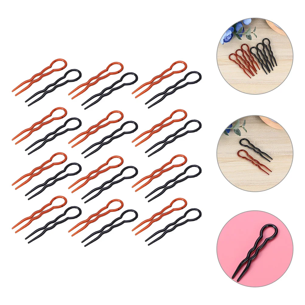 

24pcs U Shaped Hairpins Women Buns Sticks Hair Forks Girls Hairpins Hair Accessories