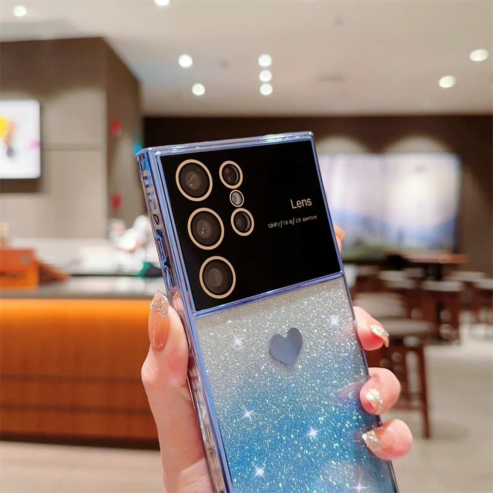 Permatomas telefono dėklas su širdelėmis samsung galaxy serijai_voghion.com