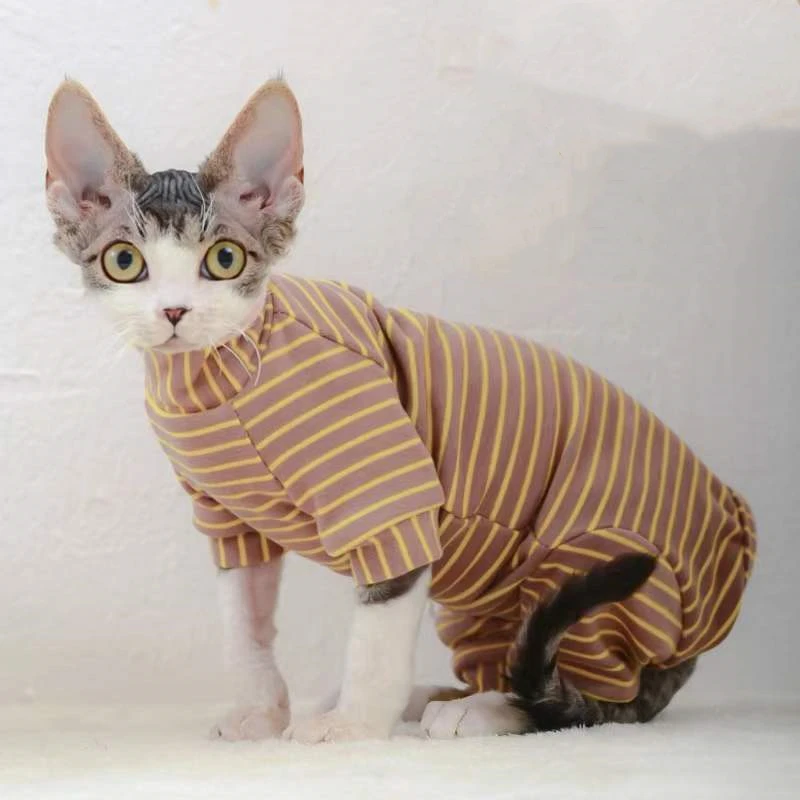 SphynxCatSweaterSphinxCatsStripedHoodiesWarmCostumeDevonRex