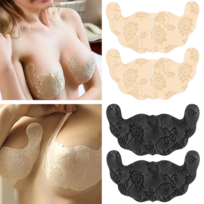Bra Push Up Stickers 2 Pairs Plus Size Women Self Adhesive Strapless Bra Invisible Breast Lift Tape Stick Gel U Shape Pads