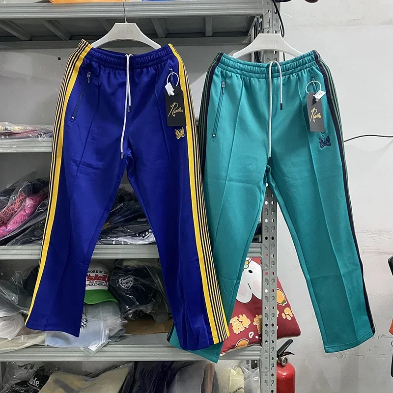 

New 1:1 Knitted Stripe Butterfly Needles Track Pants Poly Smooth AWGE Needles Pants Trousers Hip Hop