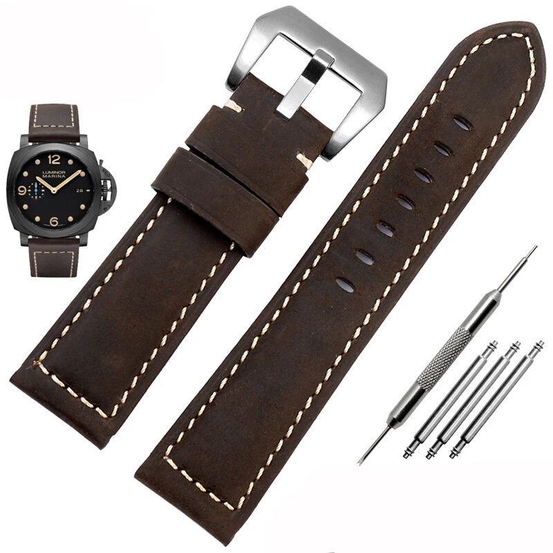 20Mm 22Mm 24Mm Vintage Smerigliato Crazy Horse Cinturino In Pelle Per Tissot Longines Omega Uomo Retro Cinturino Cinturino Cinturino 26Mm