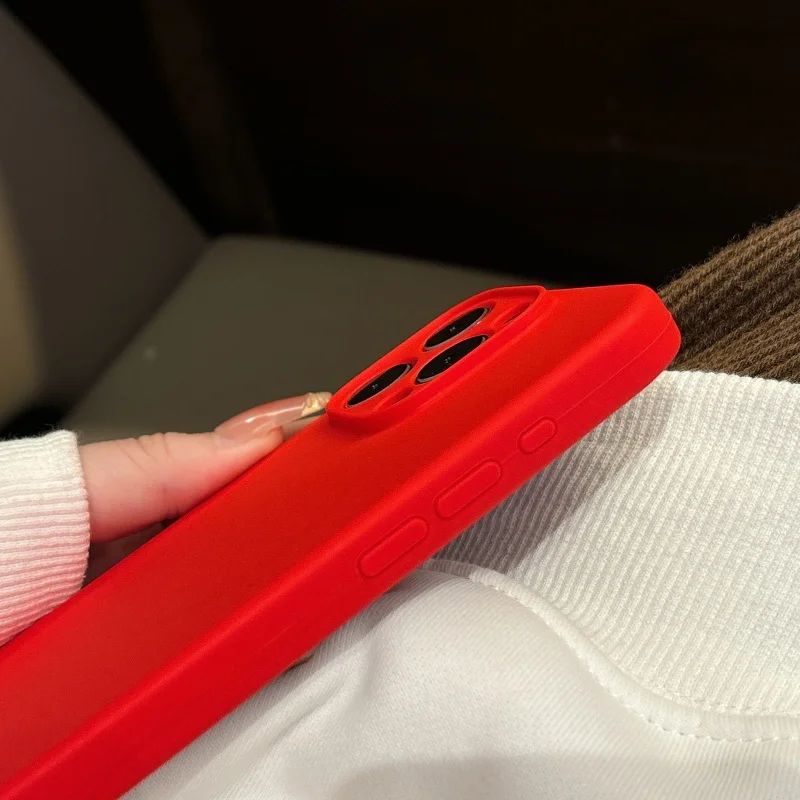 Premium Chinese Red Liquid Silicone Magnetic Case with MagSafe Compatibility, Wireless Charging, and Soft Touch Finish