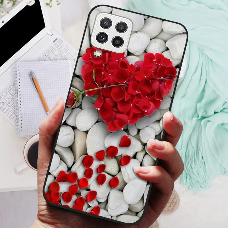 Black Silicone Soft Case with Lion and Wolf Design - Protective Shell for Samsung Galaxy A22/A22s 5G