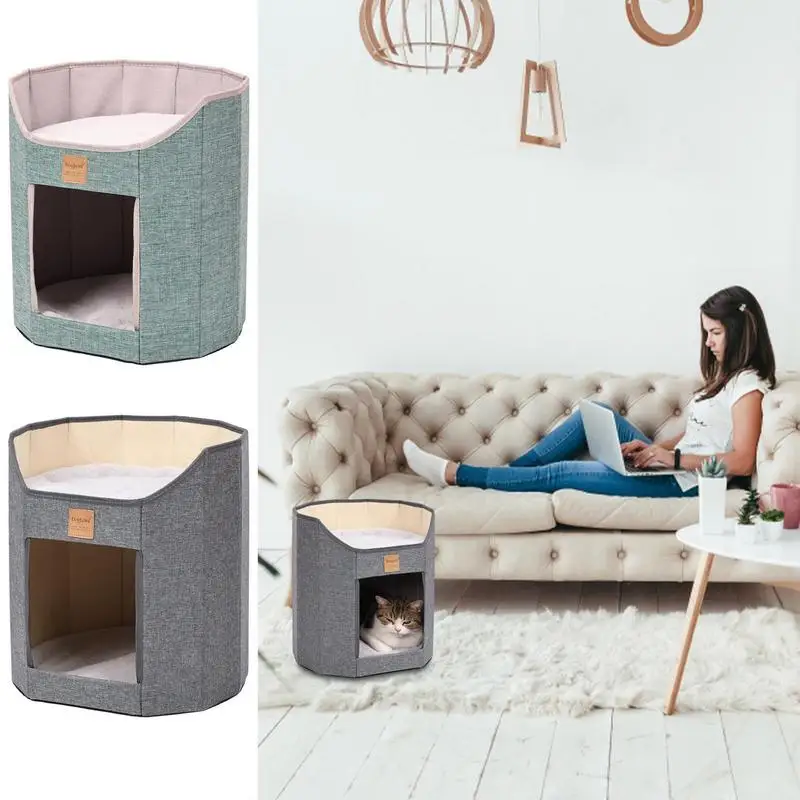 

Double-Layer Beds For Cats Foldable Slipresistant Cat House Portable Dog Cat Bed For Small Medium Little Mat Basket Pet Supplies