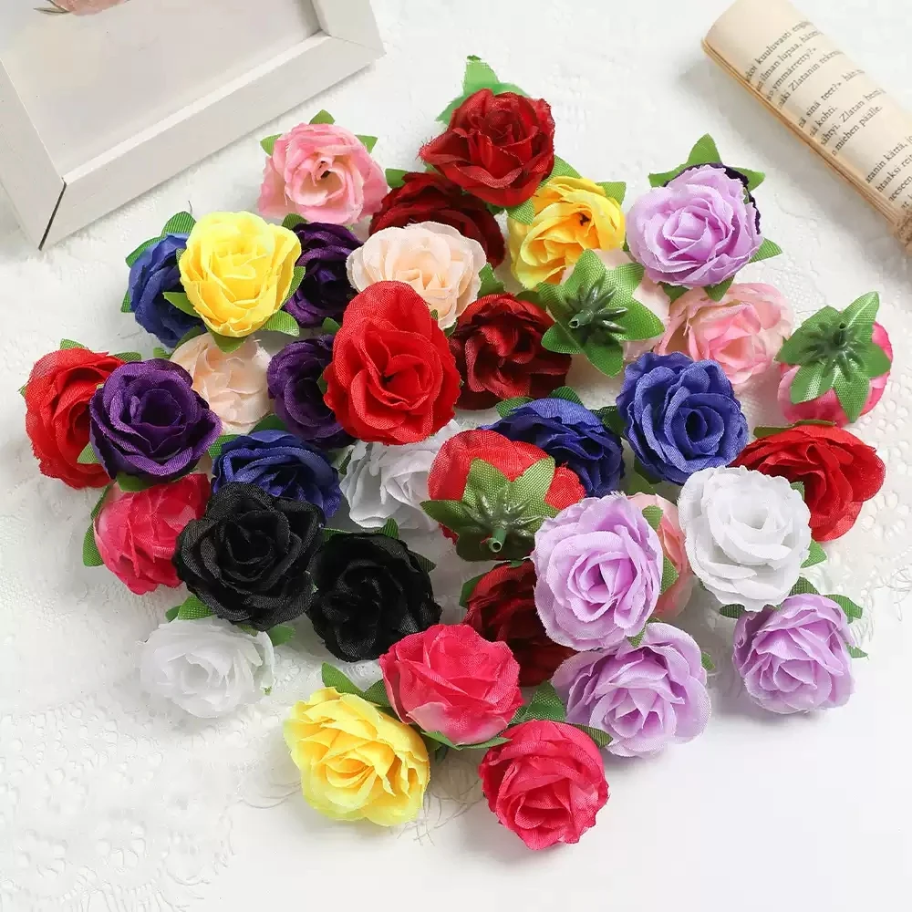 10/20/50 Stück 3,5 cm rote Seidenrose künstliche Blumen Kopf für Hochzeit Zuhause Raumdekoration DIY Braut Haarschmuck gefälschte Blume