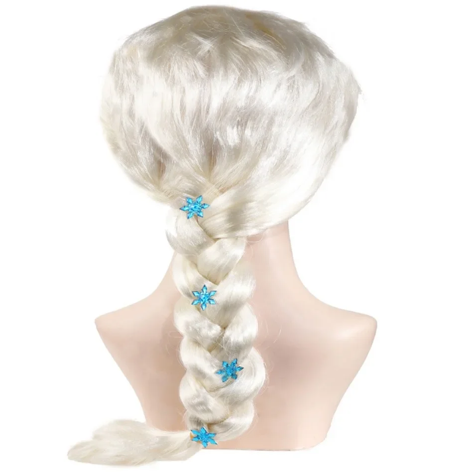Princess Girls Elsa Cosplay Wig Cute Snow Queen Dress Up Briad Elsa Hair Cosplay Wigs Halloween Carnival Purim Masquerade Party 2