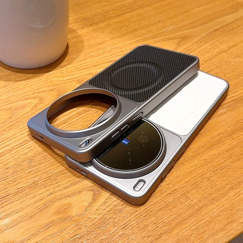 Elegant Matte Black Conical Leather Hard Phone Case with Camera Protection