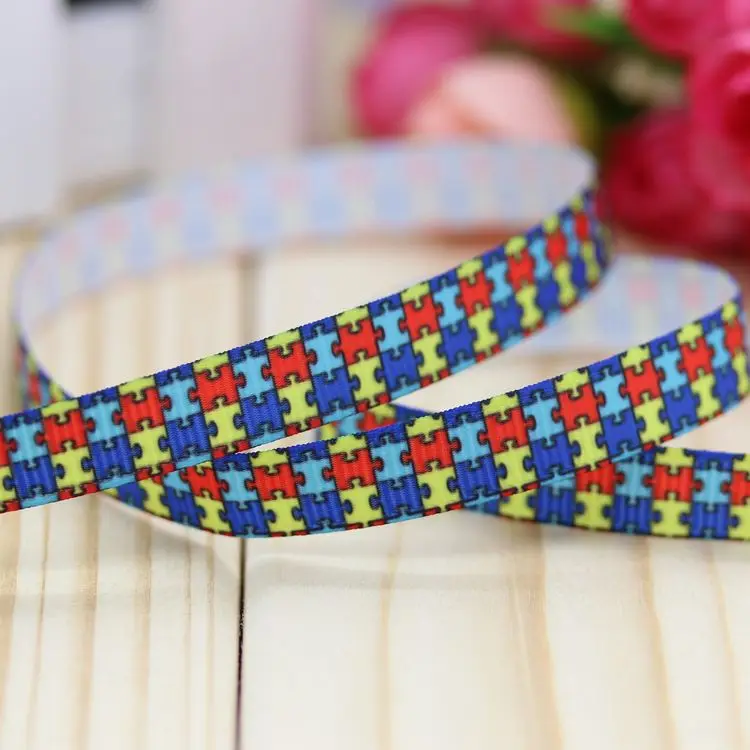 DHK 3/8'' 5yards Autism Game Hero Football Ball Printed Grosgrain Ribbon Hair Bow Diy Party Decoration 9mm C1333