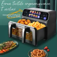 Friteuse à air chaud double panier 9 L XXL 2200w friteuse à air multifonction programmes automatiques avec écran tactile LED friteuse à air chronoméable 3