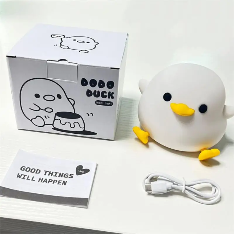 LED Night Light Cute Duck Night Lamp Cartoon Silicone Usb Rechargeable Sleeping Light Touch Sensor Timing Bedroom Bedside for Kid Gift Children led night light,night light,led night lamp