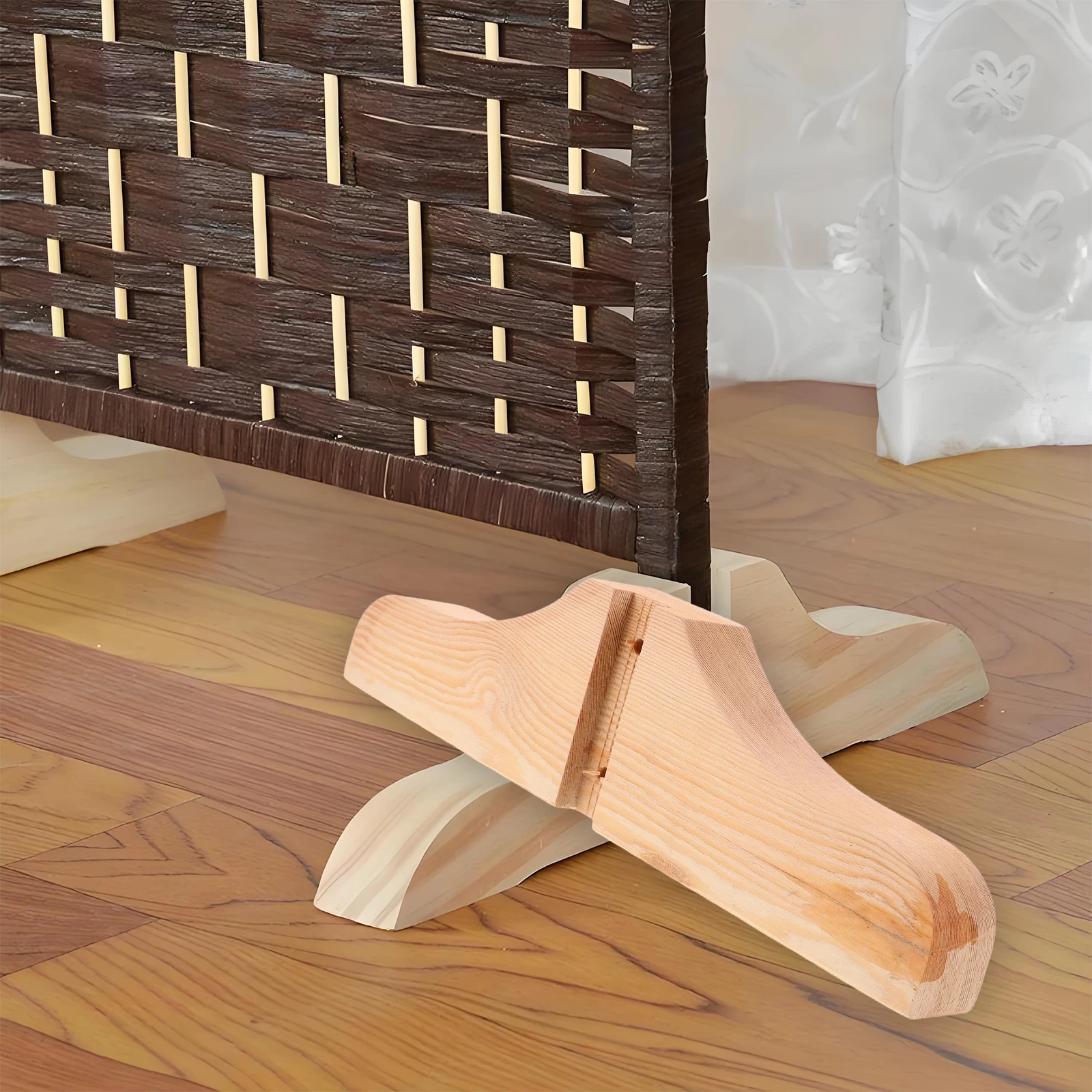 【HOT】 2 Pcs Screen Bracket Room Divider Stabilizer Feet Multifunction Support for Pet Gates Wooden Partition