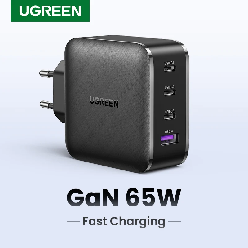 UGREEN-cargador USB tipo C GaN de carga rápida, dispositivo con QC 4,0, 3,0, para iPhone 13, 12, Xiaomi y portátil, 65W, 4,0, 3,0