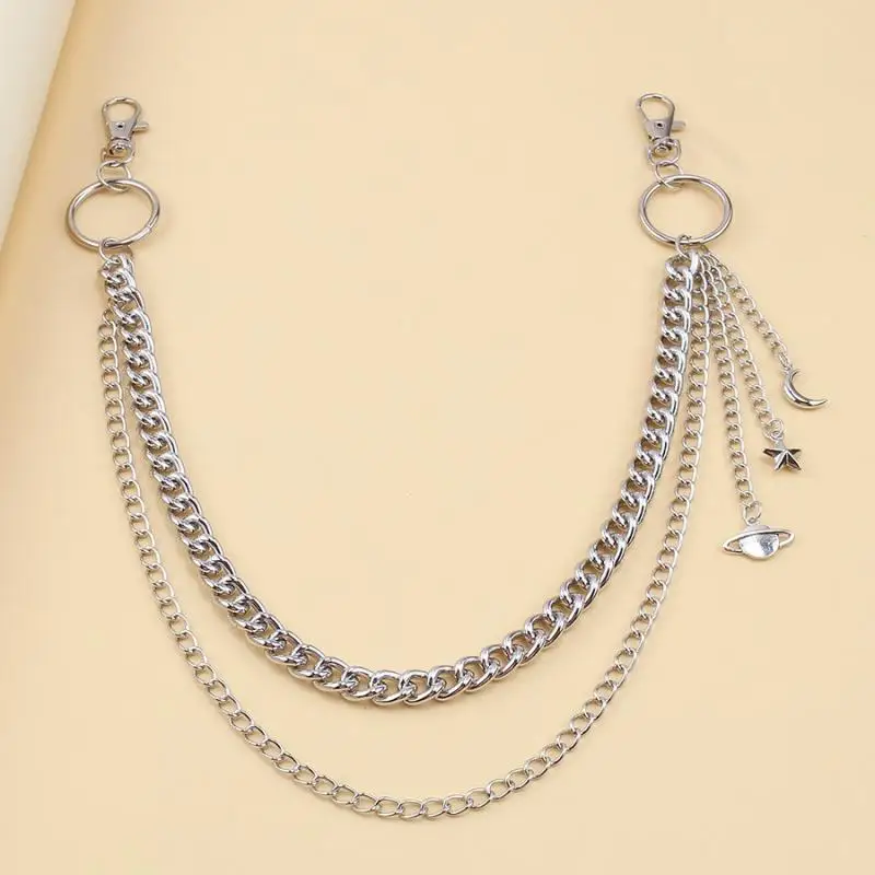 Metallic Punk-Pop Statement Chain Accessory - Bold Hip Hop Style