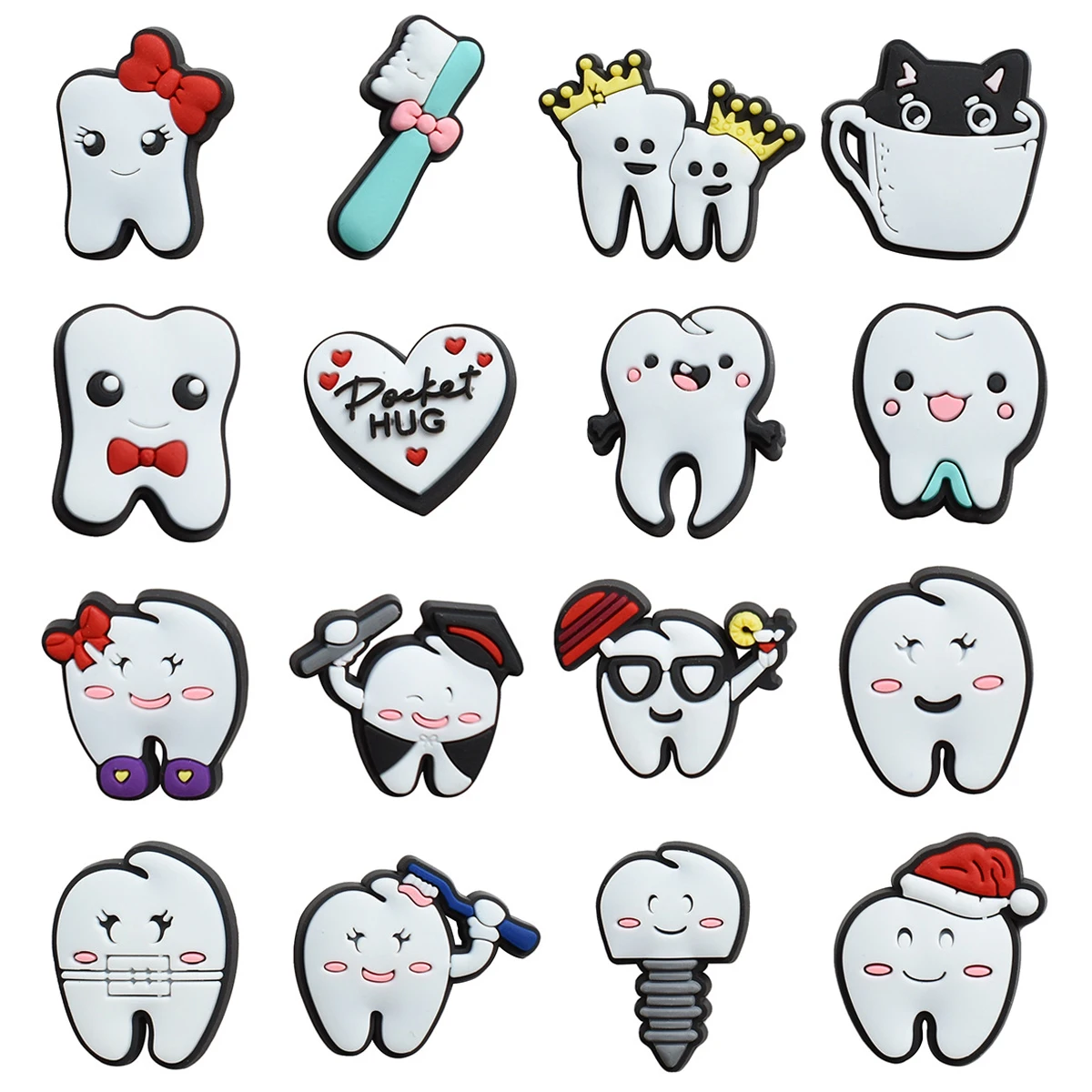 

Hot Sale New Arrivals Cute Tooth Health Shoe Charms for Croc Accessories Decoration Kids Adult Christmas Birthday Party Gifts