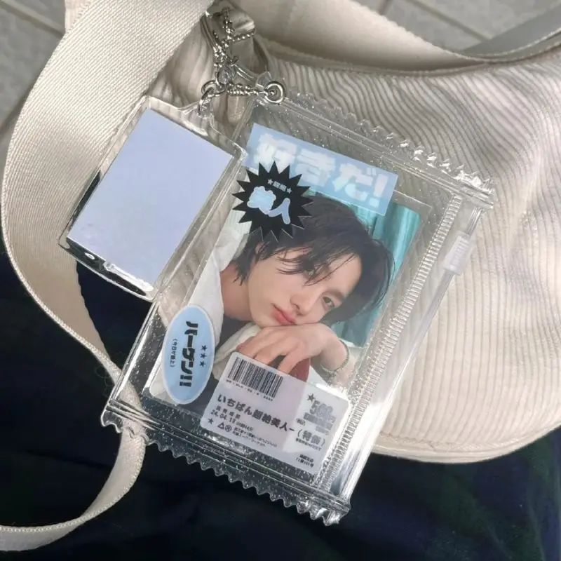 INS Transparent Candy Bag Badge Holder Korean Photocard Holder Display Bag Pendant Idol Photo Card Protective Cover Card