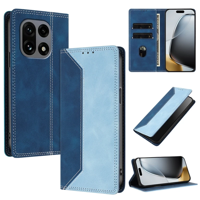 Magnetic Flip Leather Case - Fashion Color Block Phone Cover