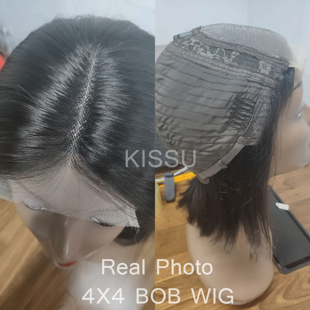 Short Bob Wig Lace Front Wigs 13x4 Bone Straight Brazilian Human Hair Wigs Pre-Plucked Transparent 4x4 Closure 180% Density