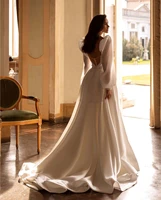 Charming Wedding Dresses Chiffon Satin A-Line Robe Floor-Length Bridal Gowns Vintage Puff Sleeves Vestidos De Novia Customized 2