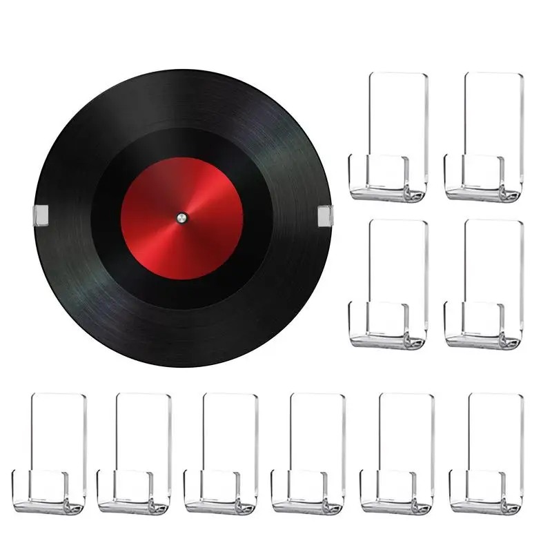 10 Pezzi Acrilico Trasparente Record Cd Storage Rack Soggiorno Decorazione Vinile Record Shelf Wall Holder Record Display Shelf