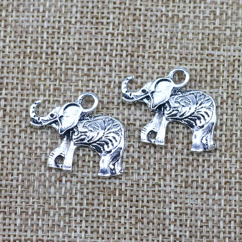 

10Pieces 21*25mm Mixed Alloy Antique Silver Color Tibetan Elephant Charms Pendant Accessory For DIY Jewelry Making
