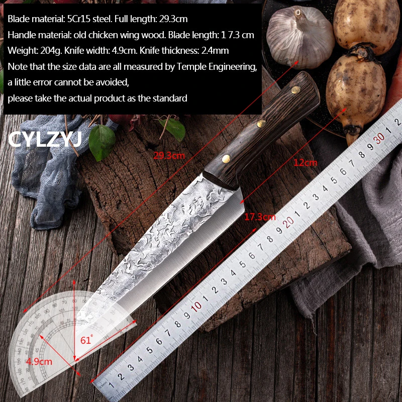 1-6 PCs Forged Kitchen Chef Knives 5Cr15Mov Steel Meat Fish Fruit