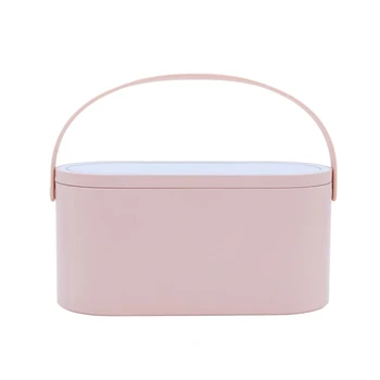 Makeup Organizer Box with LED Light Mirror Portable Travel Makeup Cosmetics Organizer Touch Light Storage Makeup Case 6