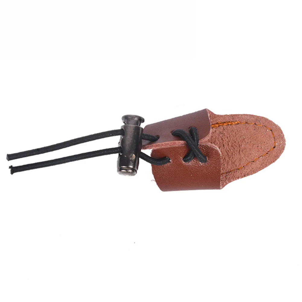 2x Thicken Cow Leather Thumb Finger Tip Protector Guard Ring Tab Leather Hunting Practice Archery Pull Arrow Shooting Glove