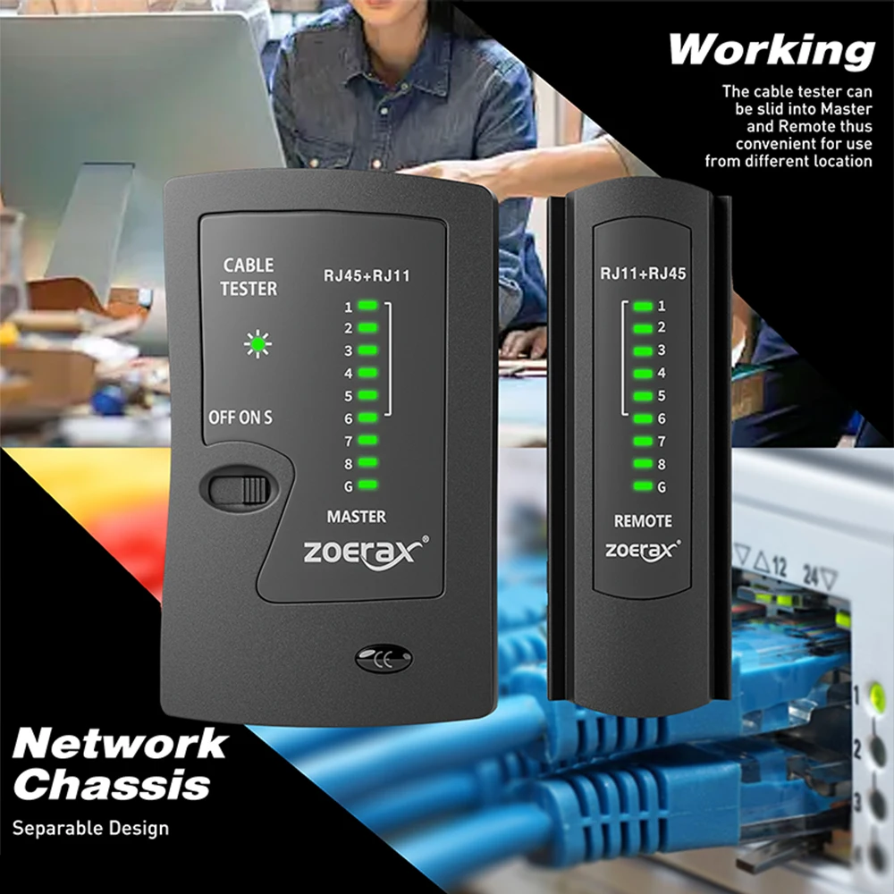 جهاز اختبار كابل إيثرنت لشبكة ZOERAX لـ LAN RJ45 C...