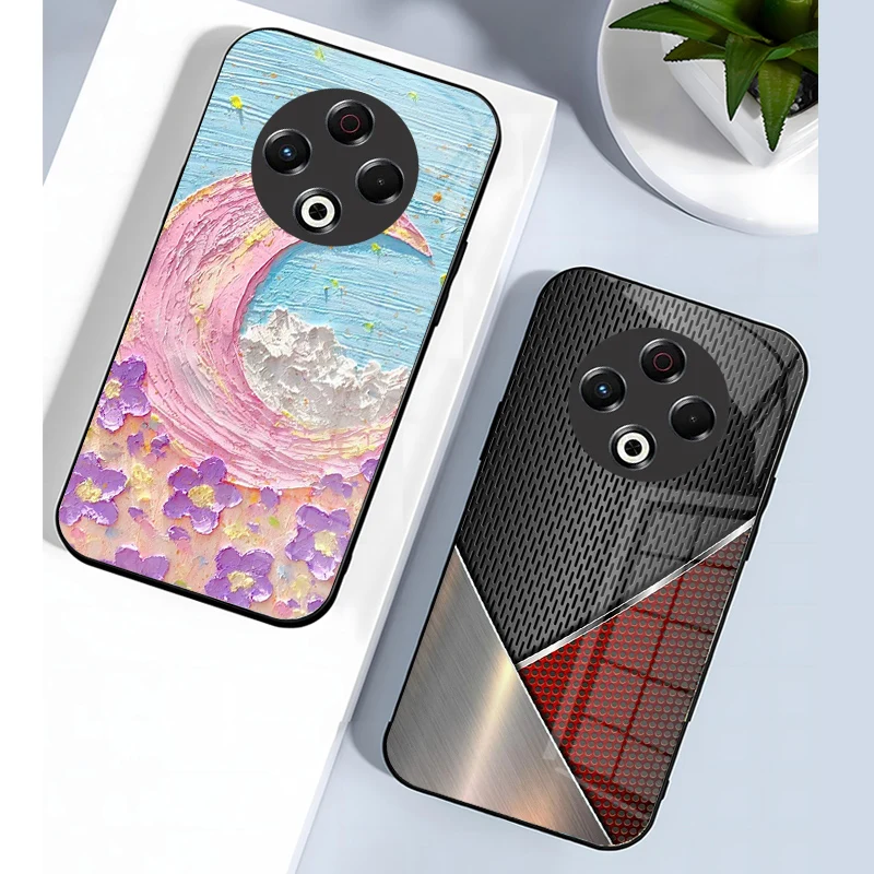 Luxury Shockproof Bumper Case with Tempered Glass for Tecno Spark 30 Series