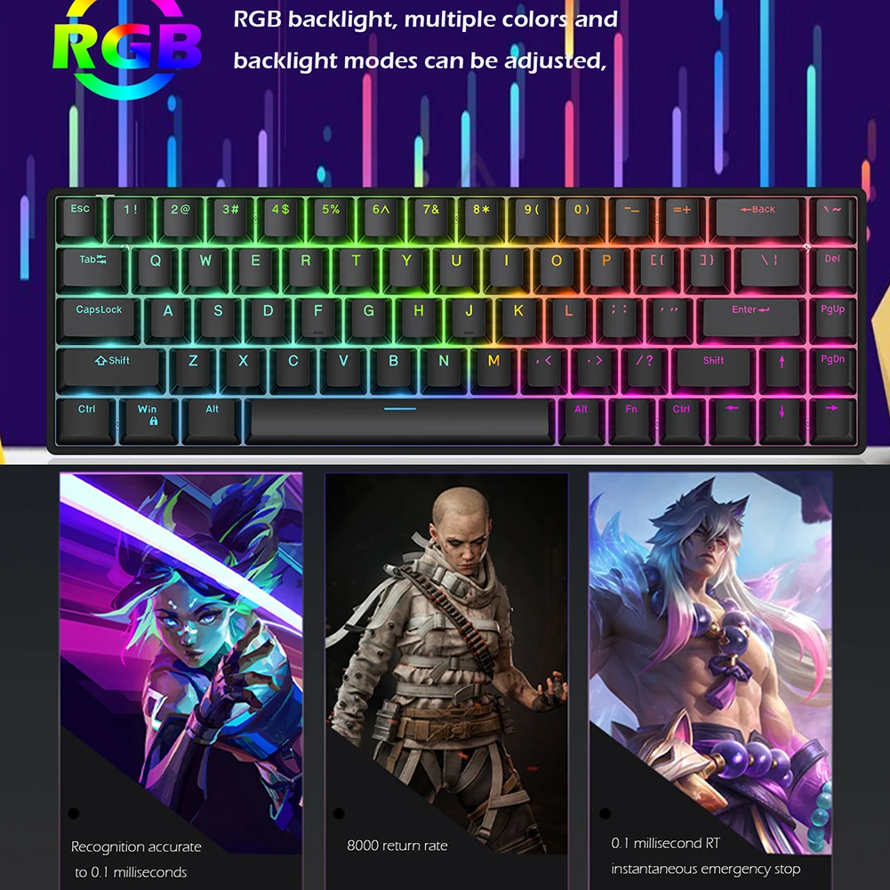 Wired Magnetic Axis E-Sports Gaming Mechanical Keyboard 8K Fast Trigger 68 Keys Gaming Keyboard Hot Swap for Gamer Home Office