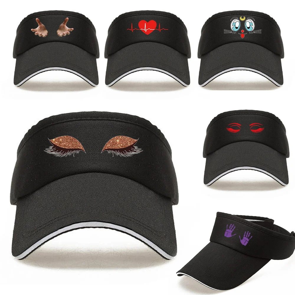 

New Women's Adjustable Breathable Sunscreen Cap Summer UV-proof Air Sun Hats Empty Top Hat Chest Print Men Tennis Baseball Caps