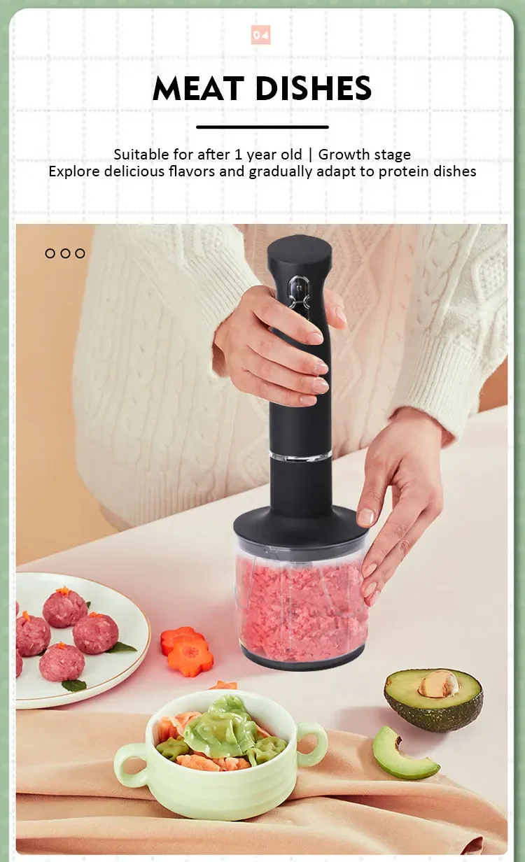 Hot Selling Professional 2-in-1 Electric Hand Blender Shaker Bottle Baby Food Blender Plastic Container Commercial Stick