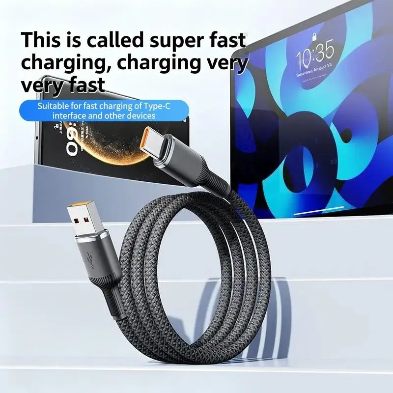 【C】USB to Type C 케이블 데이터 동기화 라인 화웨이 안드로이드 폰용 고속 충전 브레이드 충전 케이블