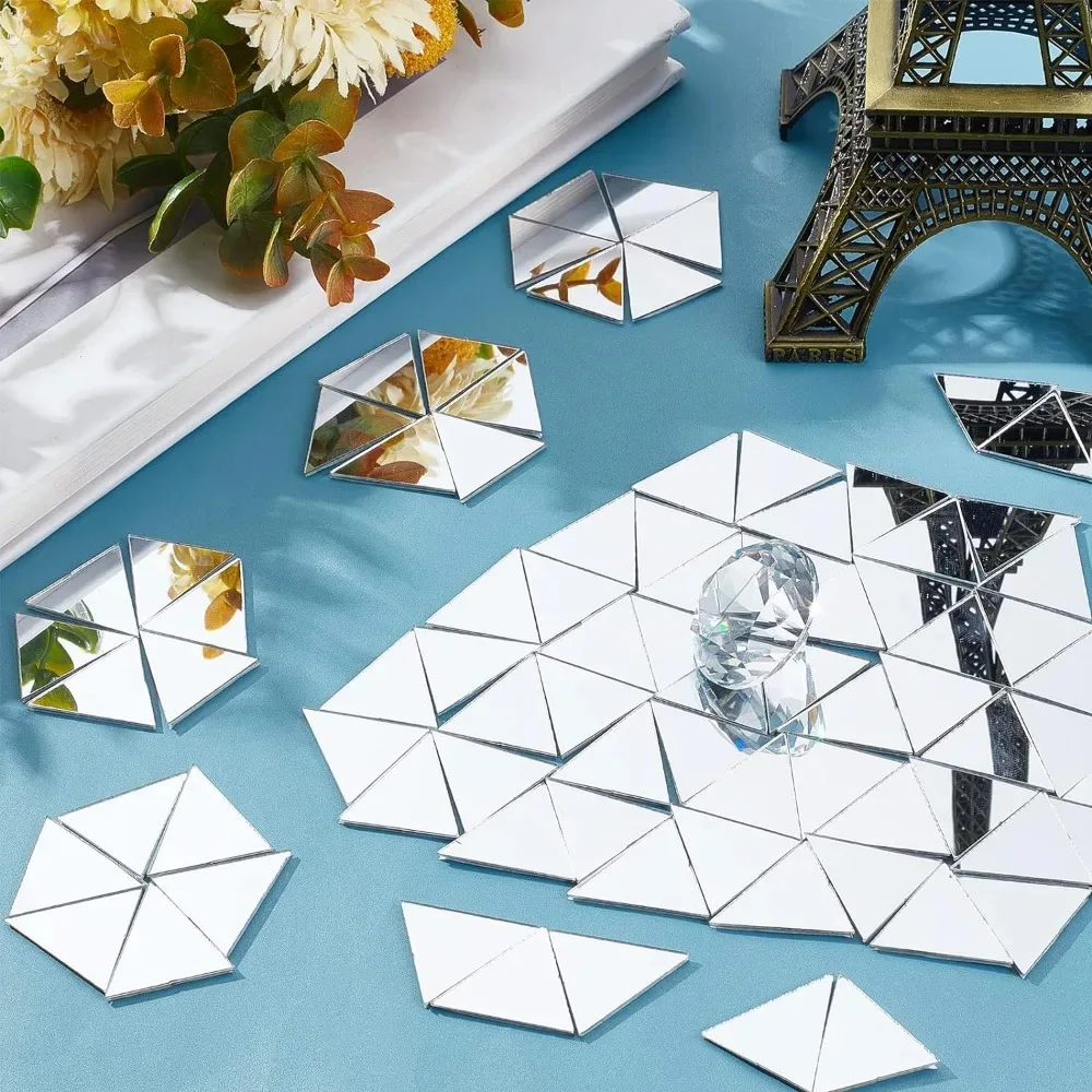5cm/4cm Mirror Wall Sticker Acrylic Square/Heart 3D Wall Mirror Sticker Triangle DIY Art Decals Wedding Party Decor 50pcs